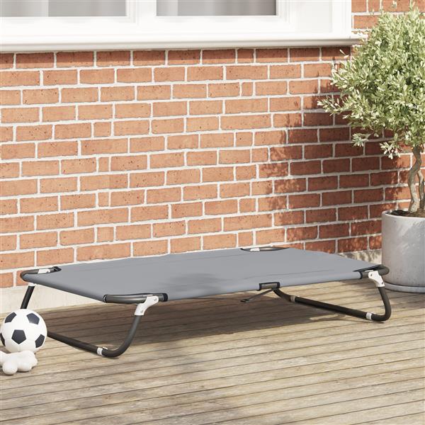 Grote foto vidaxl inklapbaar hondenbed lichtgrijs metalen frame stofbed dieren en toebehoren toebehoren