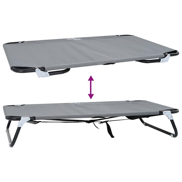 Grote foto vidaxl inklapbaar hondenbed lichtgrijs metalen frame stofbed dieren en toebehoren toebehoren