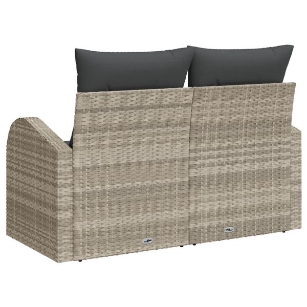 Grote foto vidaxl tuinbank 2 zits met kussens poly rattan lichtgrijs tuin en terras tuinmeubelen