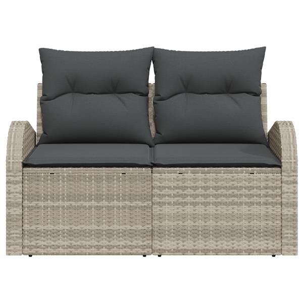 Grote foto vidaxl tuinbank 2 zits met kussens poly rattan lichtgrijs tuin en terras tuinmeubelen