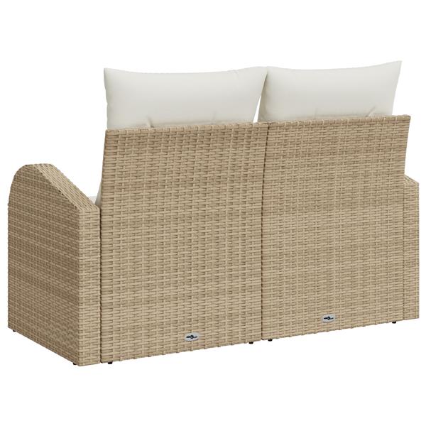 Grote foto vidaxl tuinbank 2 zits met kussens poly rattan beige tuin en terras tuinmeubelen
