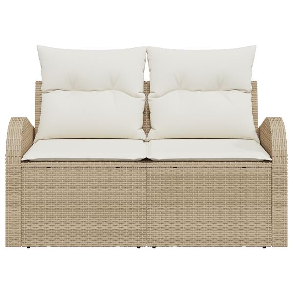 Grote foto vidaxl tuinbank 2 zits met kussens poly rattan beige tuin en terras tuinmeubelen
