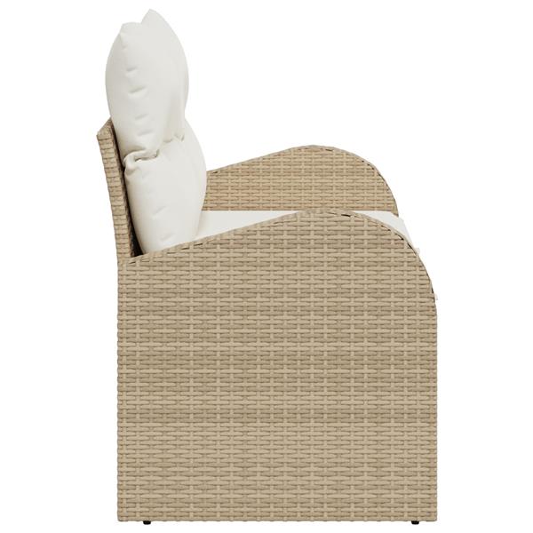 Grote foto vidaxl tuinbank 2 zits met kussens poly rattan beige tuin en terras tuinmeubelen