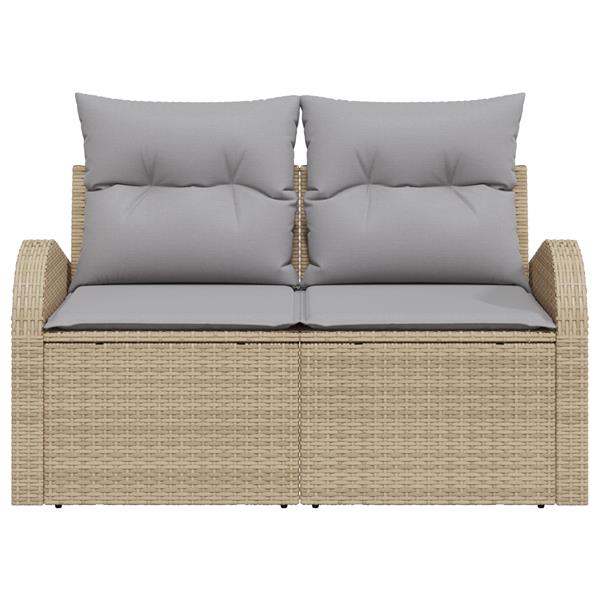 Grote foto vidaxl tuinbank 2 zits met kussens poly rattan beige tuin en terras tuinmeubelen