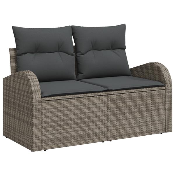 Grote foto vidaxl tuinbank 2 zits met kussens poly rattan grijs tuin en terras tuinmeubelen