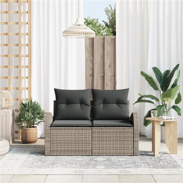 Grote foto vidaxl tuinbank 2 zits met kussens poly rattan grijs tuin en terras tuinmeubelen
