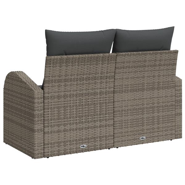 Grote foto vidaxl tuinbank 2 zits met kussens poly rattan grijs tuin en terras tuinmeubelen