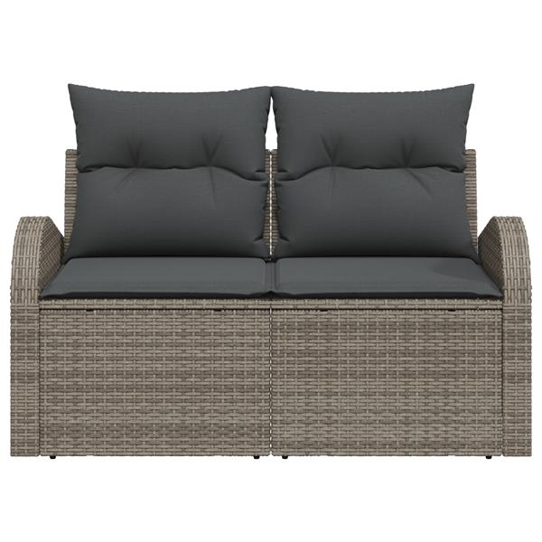 Grote foto vidaxl tuinbank 2 zits met kussens poly rattan grijs tuin en terras tuinmeubelen