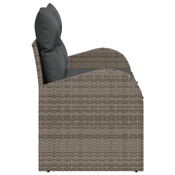 Grote foto vidaxl tuinbank 2 zits met kussens poly rattan grijs tuin en terras tuinmeubelen