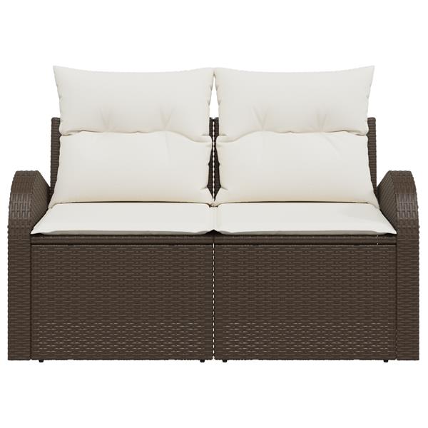 Grote foto vidaxl tuinbank 2 zits met kussens poly rattan bruin tuin en terras tuinmeubelen