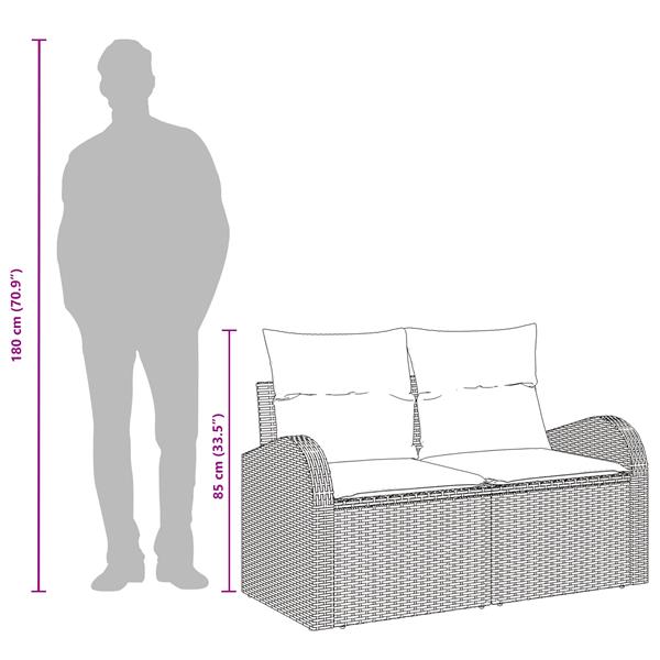 Grote foto vidaxl tuinbank 2 zits met kussens poly rattan zwart tuin en terras tuinmeubelen