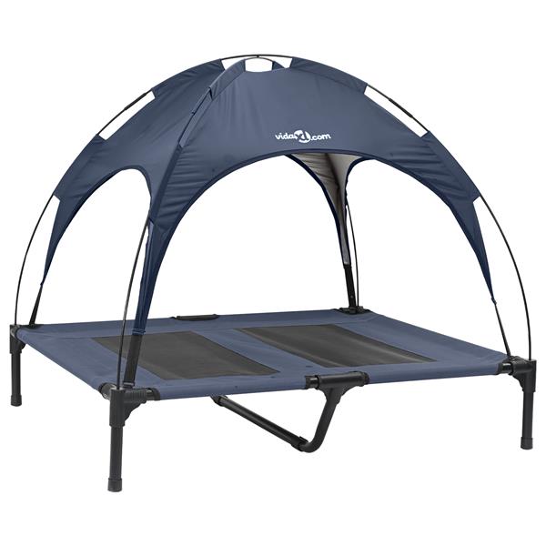 Grote foto vidaxl verhoogd hond bed met afneembaar dak marineblauw l staal dieren en toebehoren toebehoren