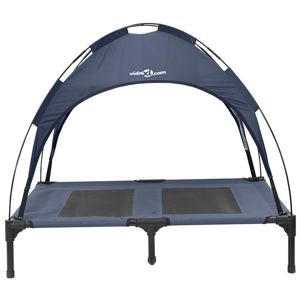 Grote foto vidaxl verhoogd hond bed met afneembaar dak marineblauw l staal dieren en toebehoren toebehoren