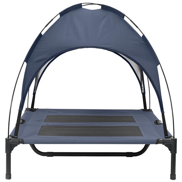 Grote foto vidaxl verhoogd hond bed met afneembaar dak marineblauw l staal dieren en toebehoren toebehoren