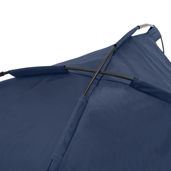 Grote foto vidaxl verhoogd hond bed met afneembaar dak marineblauw l staal dieren en toebehoren toebehoren