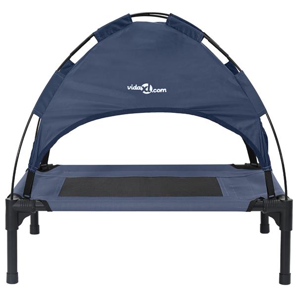Grote foto vidaxl verhoogd hondenbed marineblauw staal doek 76 x 62 x 70.5 cm dieren en toebehoren toebehoren