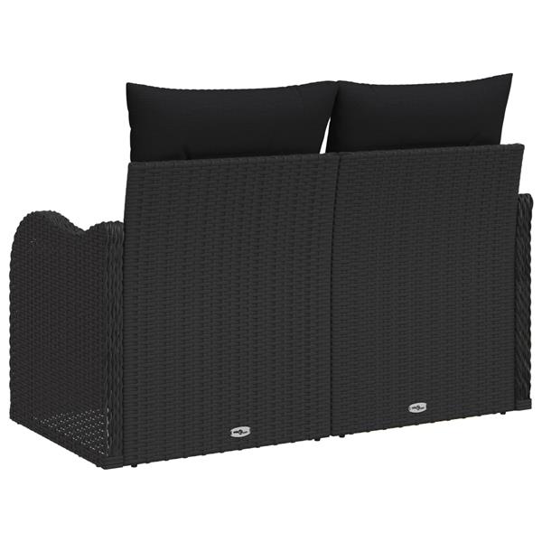Grote foto vidaxl tuinbank 2 zits met opbergruimte en kussens poly rattan zwart tuin en terras tuinmeubelen