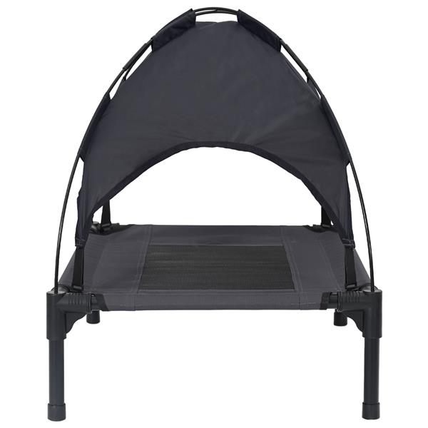 Grote foto vidaxl verhoogd hondenbed zwart polyester stof metalen frame dieren en toebehoren toebehoren