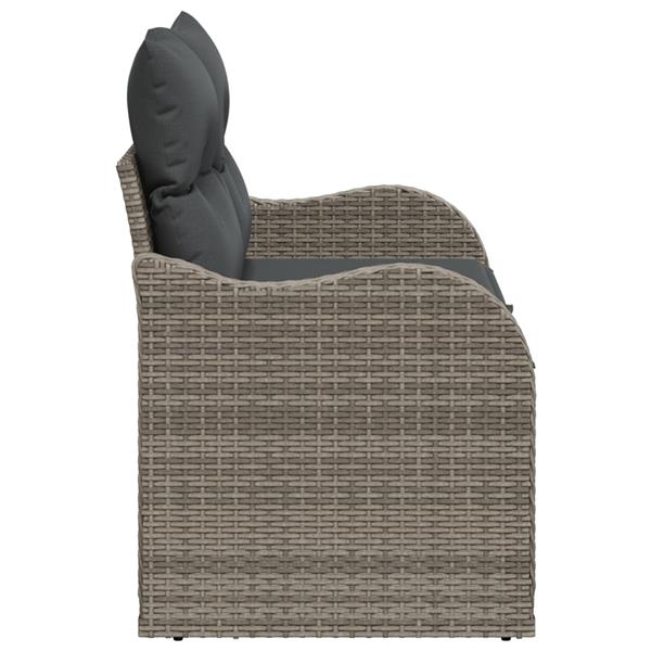 Grote foto vidaxl tuinbank 2 zits met opbergruimte en kussens poly rattan grijs tuin en terras tuinmeubelen