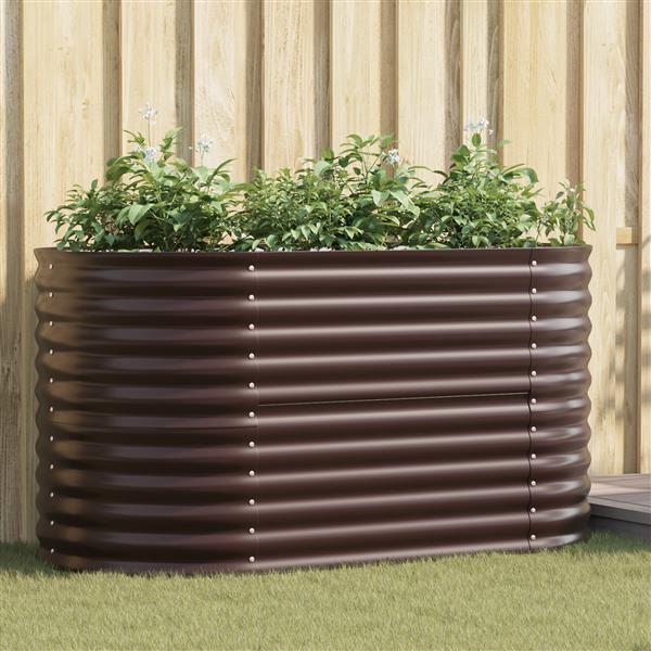 Grote foto vidaxl plantenbak verhoogd 160x80x81 cm gegalvaniseerd staal bruin tuin en terras overige tuin en terras