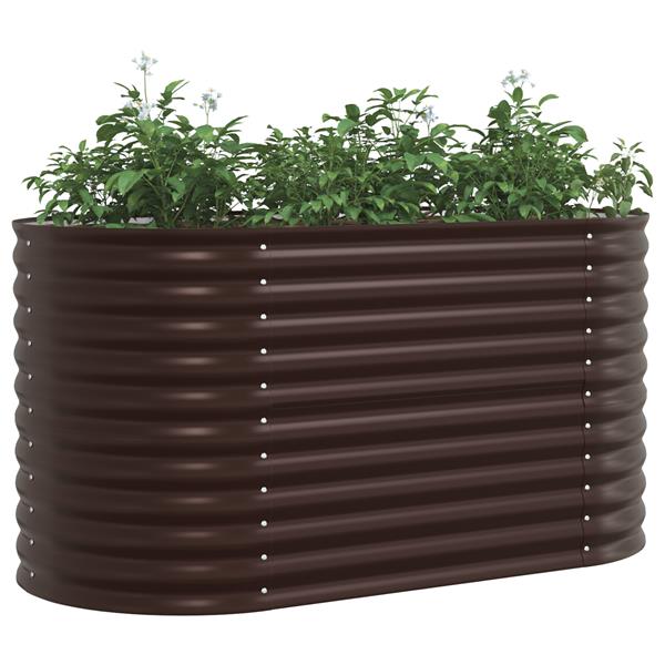 Grote foto vidaxl plantenbak verhoogd 160x80x81 cm gegalvaniseerd staal bruin tuin en terras overige tuin en terras