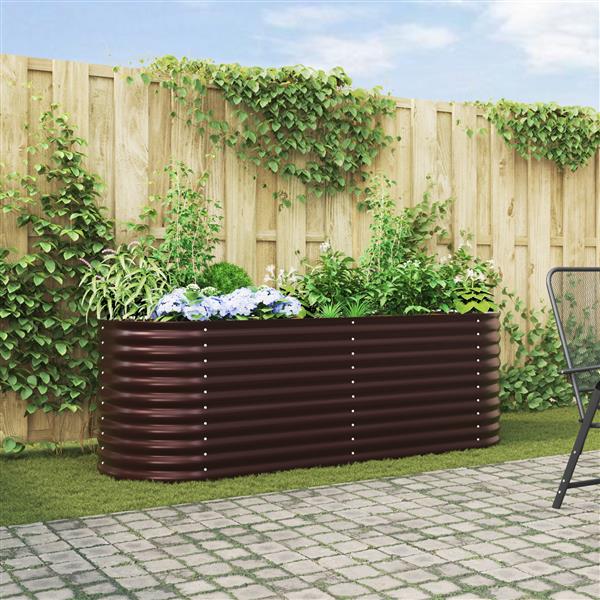 Grote foto vidaxl plantenbak verhoogd 240x80x81 cm gegalvaniseerd staal bruin tuin en terras overige tuin en terras