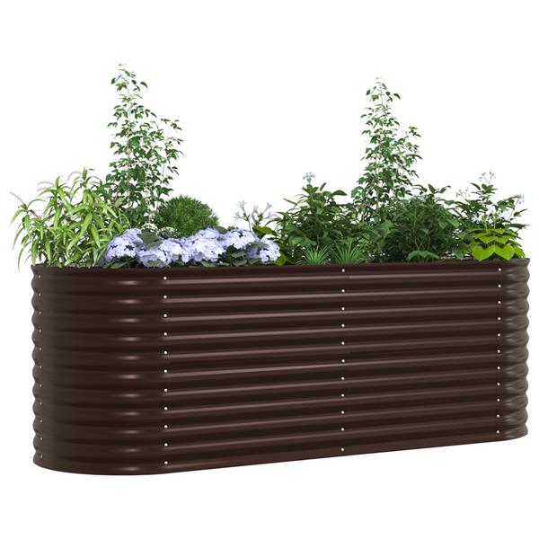 Grote foto vidaxl plantenbak verhoogd 240x80x81 cm gegalvaniseerd staal bruin tuin en terras overige tuin en terras