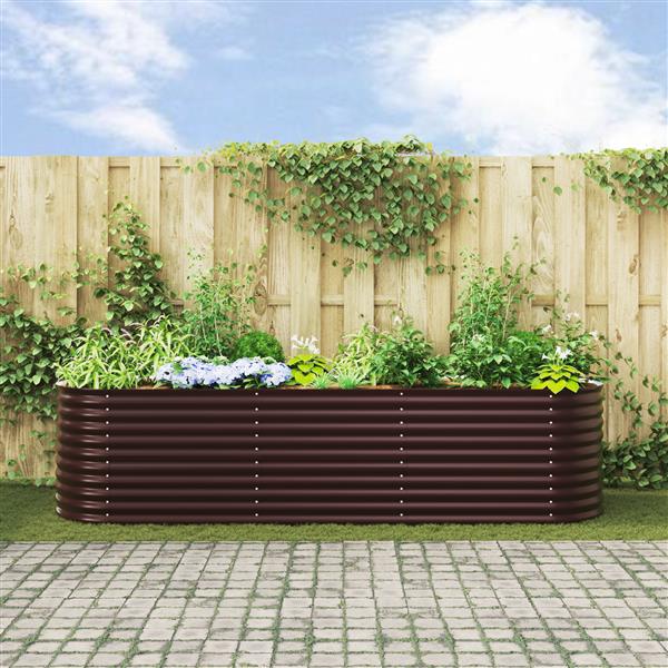Grote foto vidaxl plantenbak verhoogd 320x80x81 cm gegalvaniseerd staal bruin tuin en terras overige tuin en terras