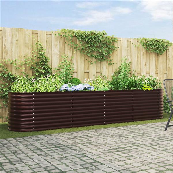 Grote foto vidaxl plantenbak verhoogd 400x80x81 cm gegalvaniseerd staal bruin tuin en terras overige tuin en terras