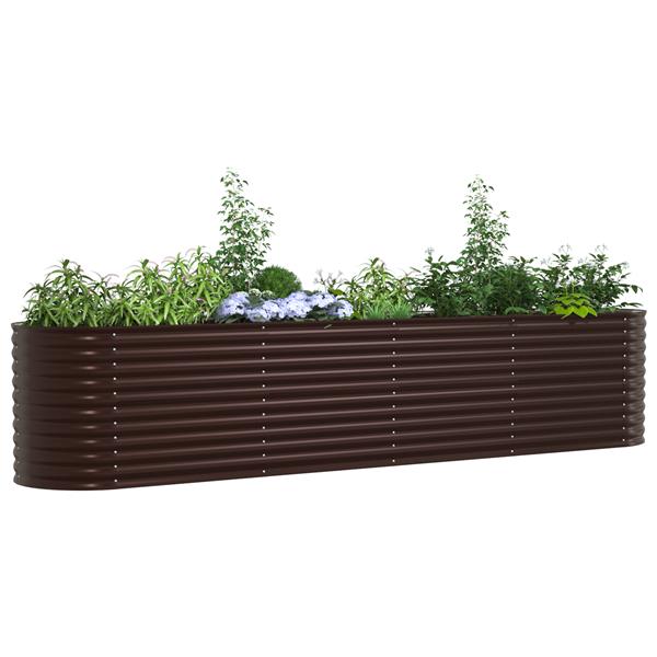 Grote foto vidaxl plantenbak verhoogd 400x80x81 cm gegalvaniseerd staal bruin tuin en terras overige tuin en terras