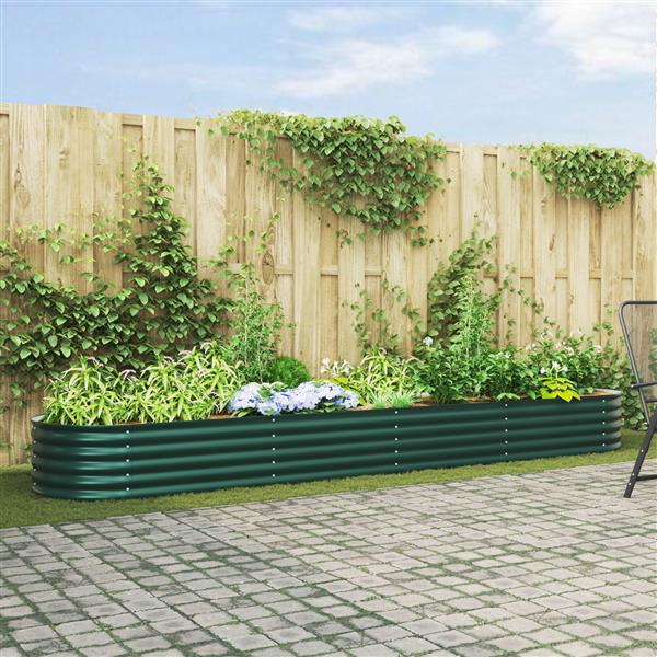 Grote foto vidaxl plantenbak verhoogd 400x80x44 cm gegalvaniseerd staal groen tuin en terras overige tuin en terras
