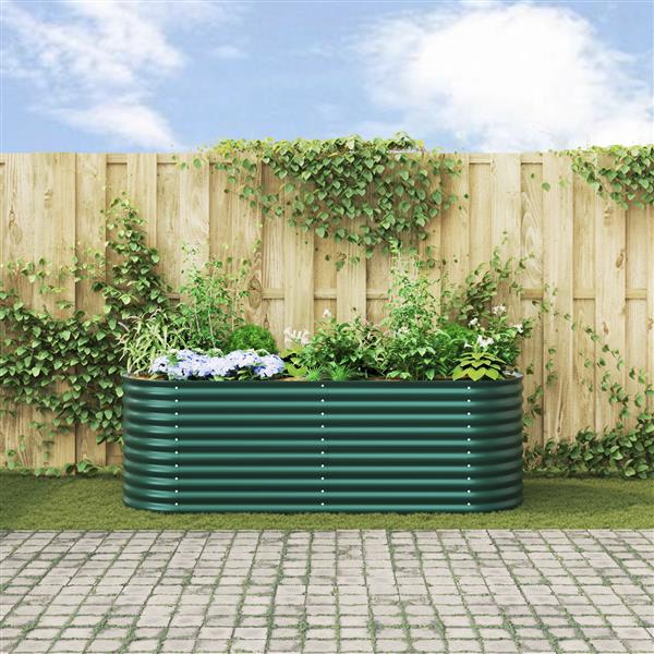 Grote foto vidaxl plantenbak verhoogd 240x80x81 cm gegalvaniseerd staal groen tuin en terras overige tuin en terras