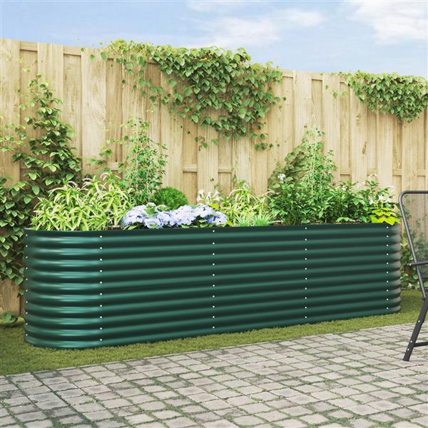 Grote foto vidaxl plantenbak verhoogd 320x80x81 cm gegalvaniseerd staal groen tuin en terras overige tuin en terras