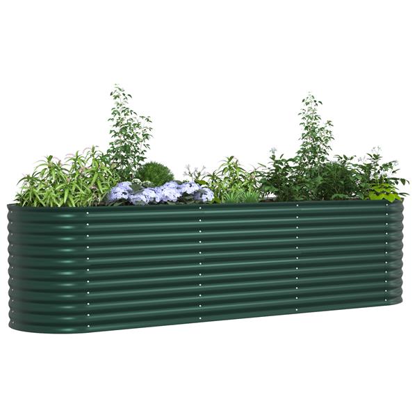 Grote foto vidaxl plantenbak verhoogd 320x80x81 cm gegalvaniseerd staal groen tuin en terras overige tuin en terras