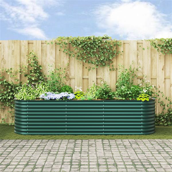 Grote foto vidaxl plantenbak verhoogd 320x80x81 cm gegalvaniseerd staal groen tuin en terras overige tuin en terras