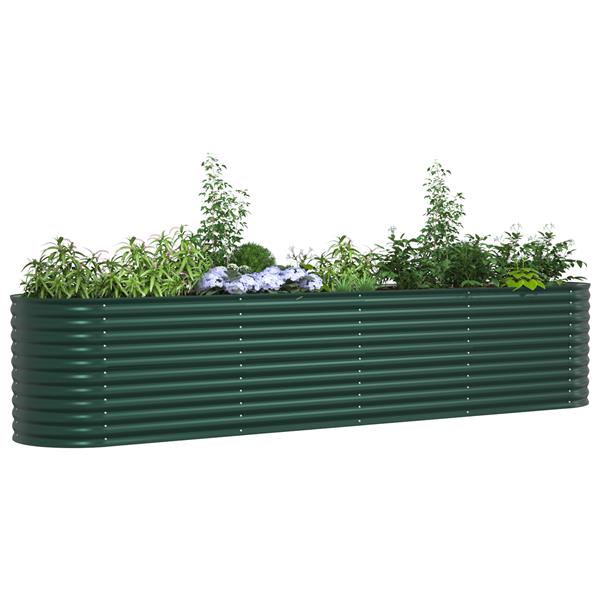 Grote foto vidaxl plantenbak verhoogd 400x80x81 cm gegalvaniseerd staal groen tuin en terras overige tuin en terras