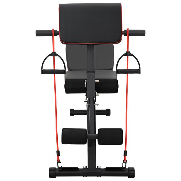Grote foto vidaxl verstelbare halterbank met weerstandsbanden 150 kg zwart staal sport en fitness fitness