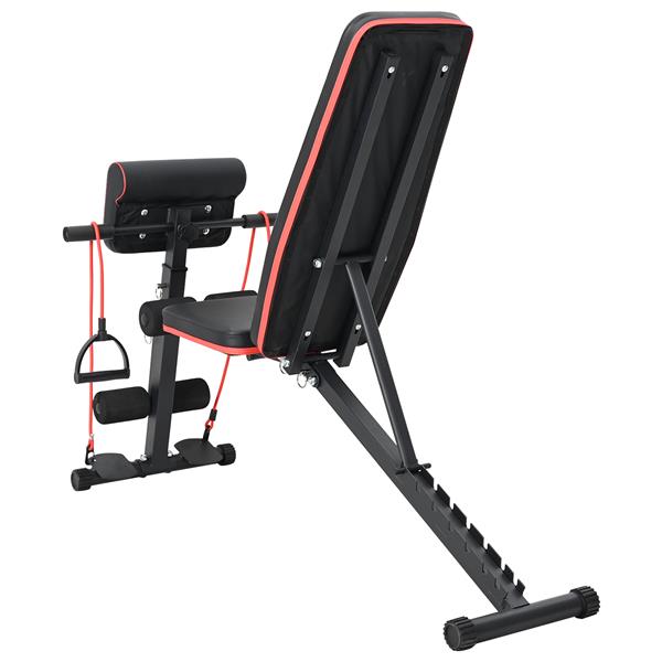 Grote foto vidaxl verstelbare halterbank met weerstandsbanden 150 kg zwart staal sport en fitness fitness