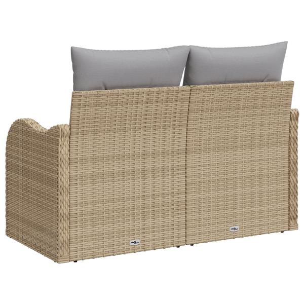Grote foto vidaxl tuinbank 2 zits met kussens poly rattan beige tuin en terras tuinmeubelen