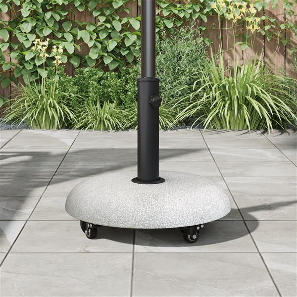Grote foto vidaxl parasolvoet met wielen voor 37 42 52 58 mm palen lichtgrijs beton tuin en terras overige tuin en terras
