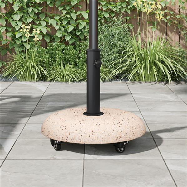 Grote foto vidaxl parasolvoet met wielen voor 37 42 52 58mm stokken geel beton tuin en terras overige tuin en terras
