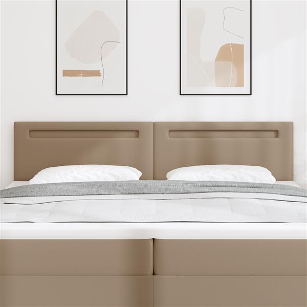 Grote foto vidaxl hoofdbord effen 200 cm kunstleer cappuccinokleurig antiek en kunst stoelen en banken