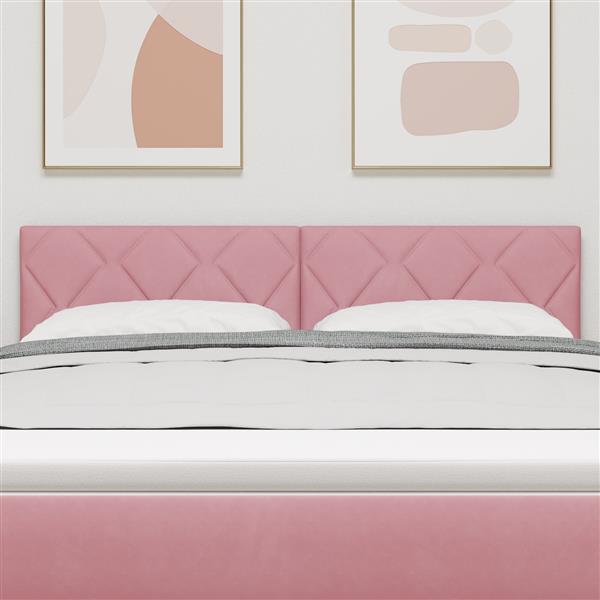 Grote foto vidaxl hoofdbord met ruitjes 160 cm fluweel roze antiek en kunst stoelen en banken