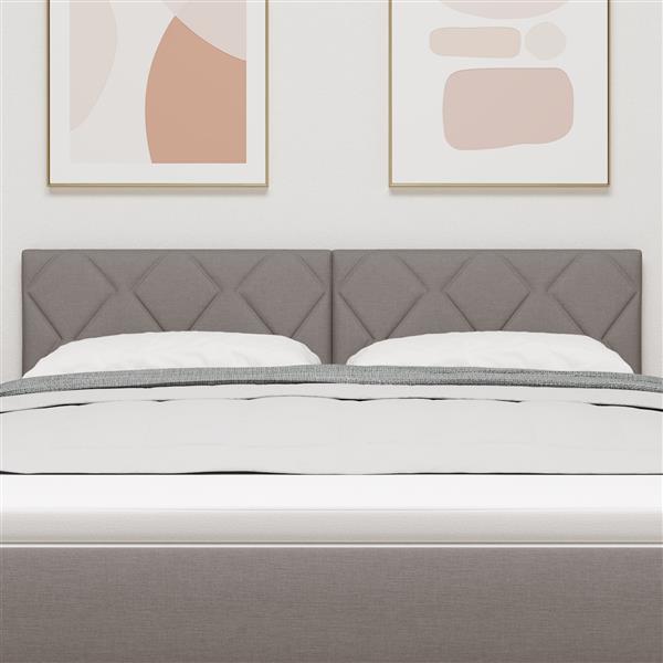 Grote foto vidaxl hoofdbord met ruitjes 160 cm stof taupe antiek en kunst stoelen en banken