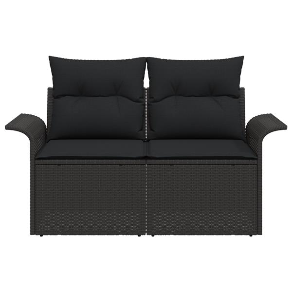 Grote foto vidaxl tuinbank 2 zits met kussens poly rattan zwart tuin en terras tuinmeubelen