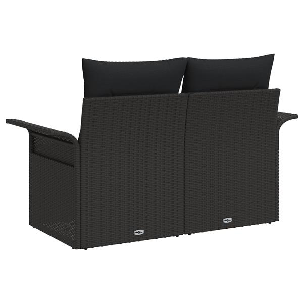 Grote foto vidaxl tuinbank 2 zits met kussens poly rattan zwart tuin en terras tuinmeubelen