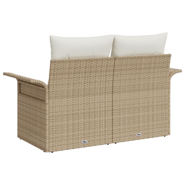 Grote foto vidaxl tuinbank 2 zits met kussens poly rattan beige tuin en terras tuinmeubelen