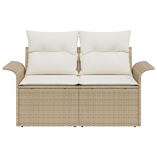 Grote foto vidaxl tuinbank 2 zits met kussens poly rattan beige tuin en terras tuinmeubelen