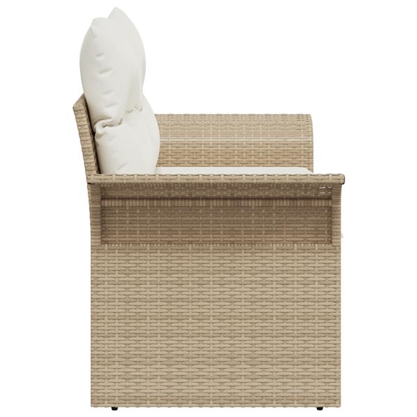 Grote foto vidaxl tuinbank 2 zits met kussens poly rattan beige tuin en terras tuinmeubelen