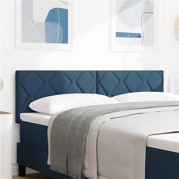 Grote foto vidaxl hoofdbord met ruitjes 140 cm stof blauw antiek en kunst stoelen en banken